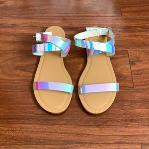 Wrap Around Holographic Sandals